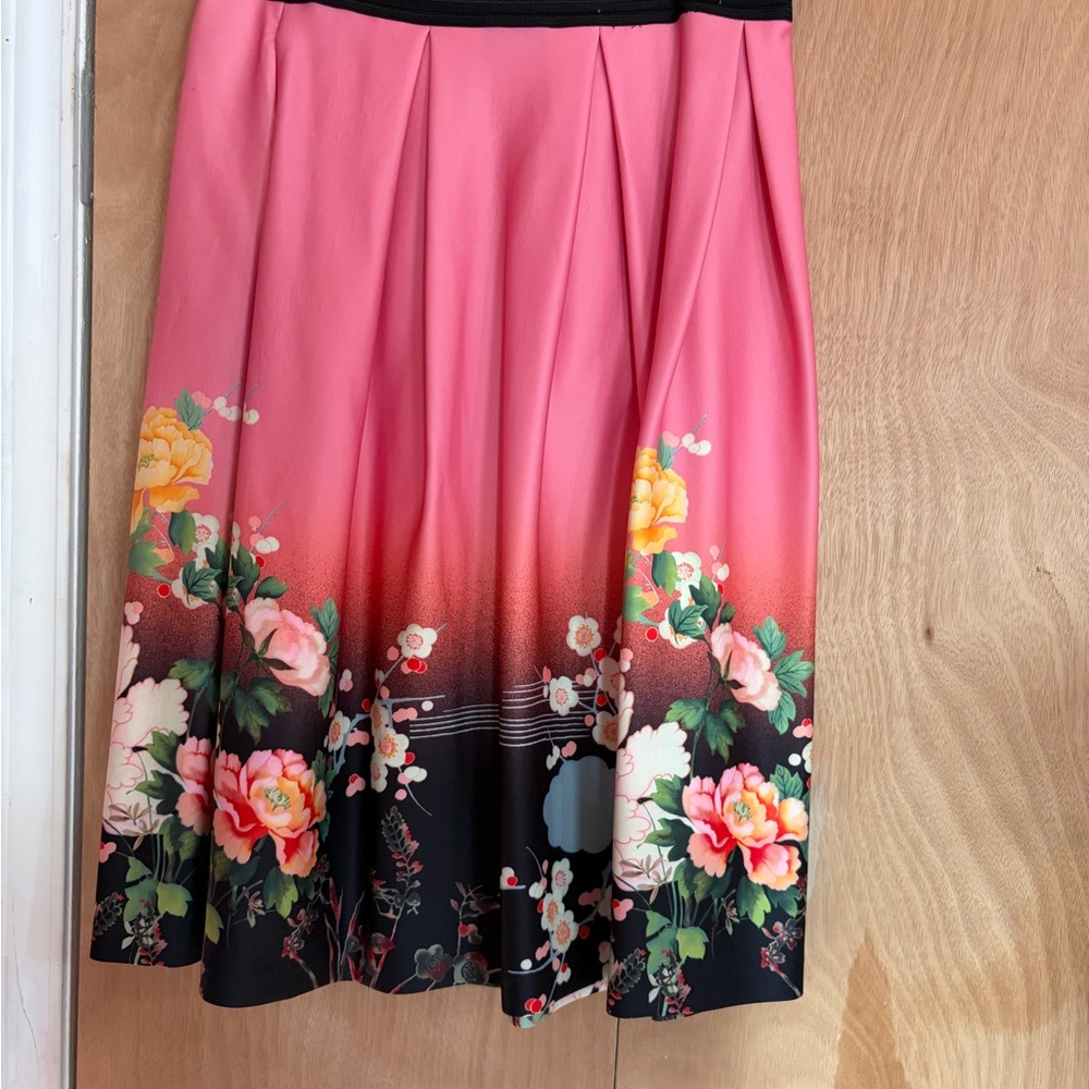 New York & Company Pink Floral A-Line Skirt